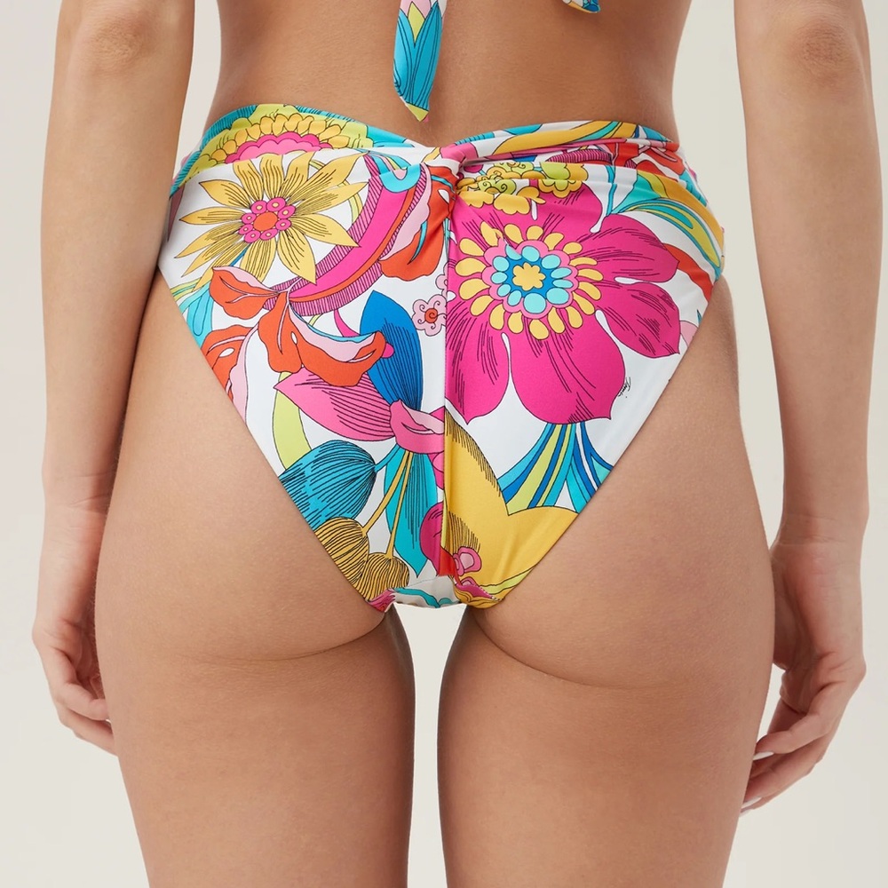 NEW TRINA TURK WOMEN'S FONTAINE BANDED TWIST BACK HIGH WAIST SWIM BOTTOM